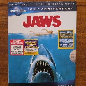 Jaws 100th Anniversary Blu-ray + DVD (Universal) - Blue/Red Cover